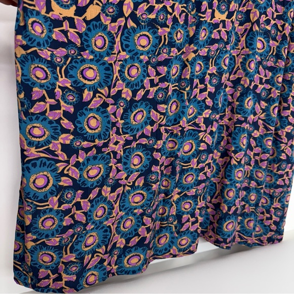 Natural Life Blue Purple Orange Dark Floral Long Sleeve Maxi Dress Nwt Size XL - Picture 11 of 16